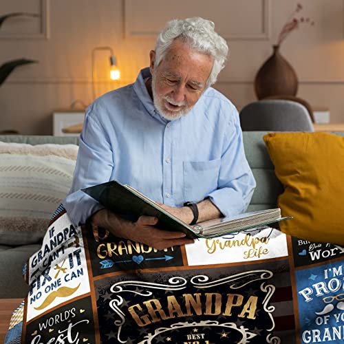 Black Grandpa Gifts Throw Blanket 60 x 50 Inches - Cozy & Meaningful Gift for Grandfather