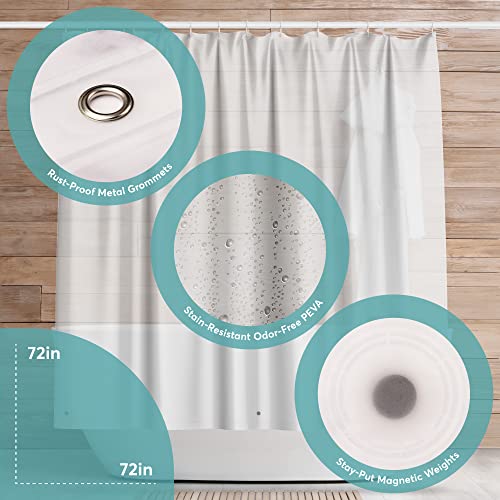BigFoot Clear Shower Curtain 72x72 - Heavy Duty PEVA Waterproof Bath Liner