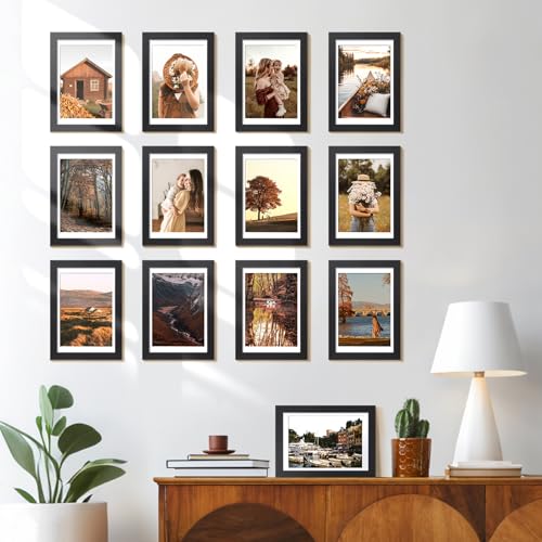 4x6 Black Picture Frame Set of 10 - Wall & Tabletop Display Photo Frames