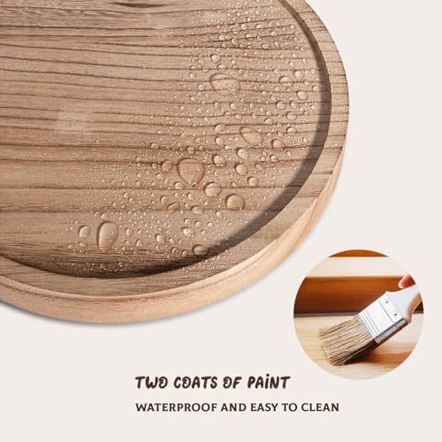 10-Inch Round Wooden Decorative Tray - Rustic Farmhouse Counter Organizer