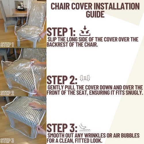 2-Pack Clear PVC Dining Chair Covers - Spill-Resistant Protectors