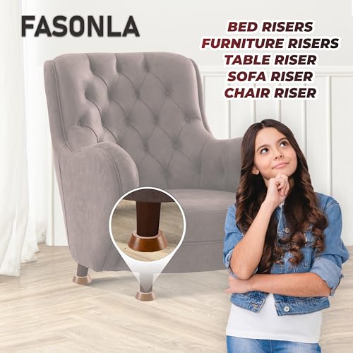 Adjustable Bed Risers Set of 8 - Solid Wood, Non-Slip Design