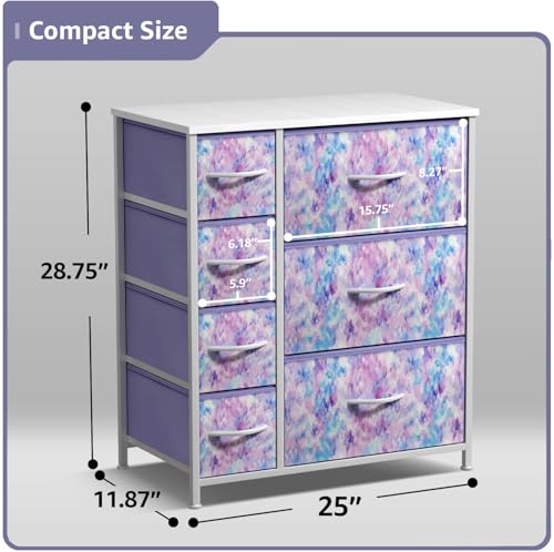 7-Drawer Dresser with Wood Top, Fabric Storage Chest for Kids Bedroom