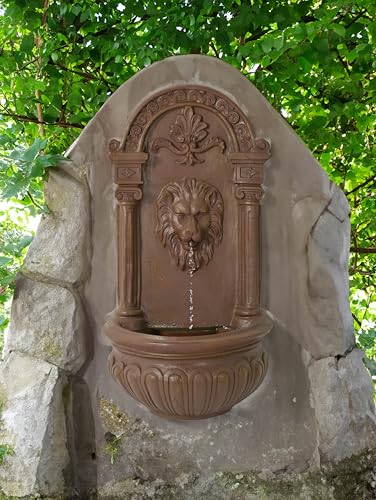 Lion Head Wall Fountain - Tuscan Style Outdoor Decor with Antique Finish