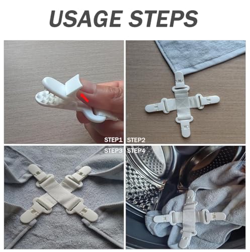 4-Pack Bed Sheet Detangler Clips to Reduce Laundry Tangles