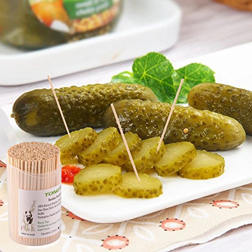 340 Pack Bamboo Toothpicks 3.5 Inch Long Food-Grade Skewers for Appetizers & Cocktails