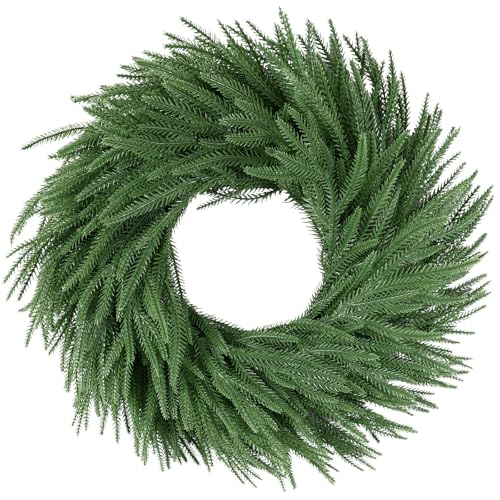 Oleitodh 24 inch Norfolk Pine Wreath - Real Touch Greenery for Front Door, Indoor/Outdoor