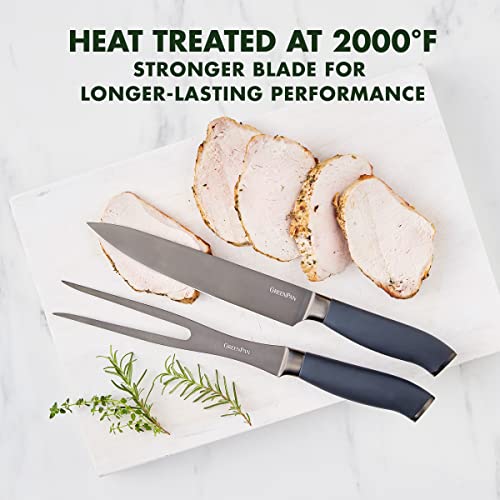 GreenPan Titanium 2-Piece Carving Knife Set - 8" Gray, Eco-Friendly Stainless Steel