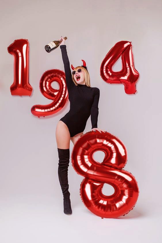 Number 4 Balloon - 40 Inch Red Foil Balloon for 4th Birthday Party Decorations