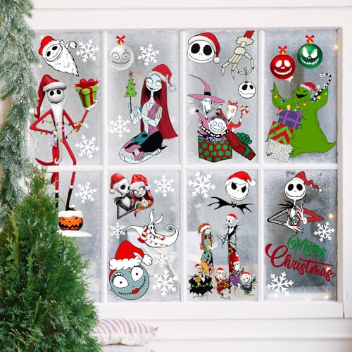 Gumwaqu 9-Pack Christmas Window Clings Holiday Decor for Glass Windows