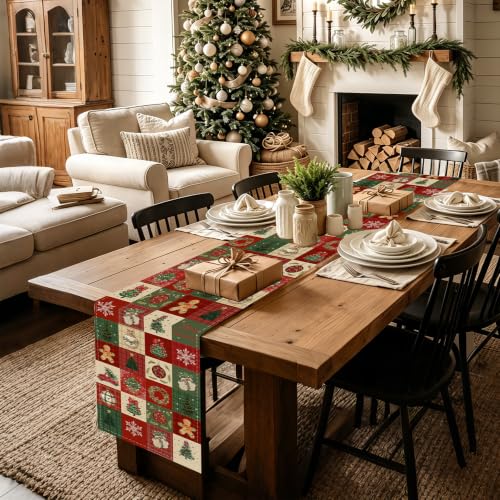 Baccessor Red Green Buffalo Plaid Christmas Table Runner 13x90 Inches Holiday Decor