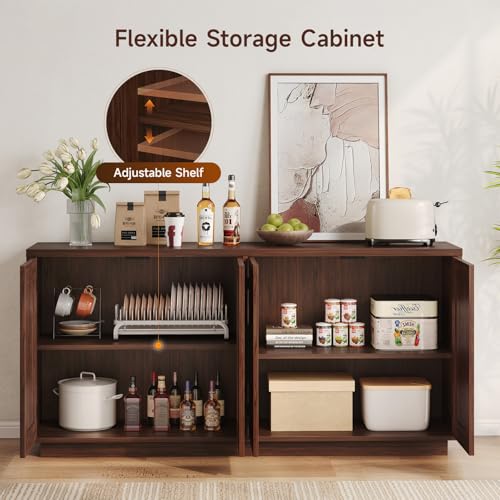 63-Inch 4-Door Sideboard Buffet Cabinet with Adjustable Shelves