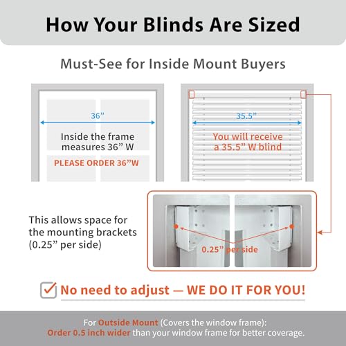 Cordless 2-Inch Faux Wood Horizontal Window Blind, White (35" W x 60" H)