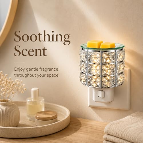 Plug-in Crystal Wax Melt Warmer - Decorative Scented Candle Warmer, Silver