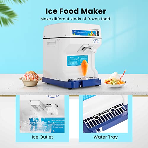 VIVOHOME Electric Ice Crusher Shaver 260 lbs/hr Commercial Snow Cone Machine Blue