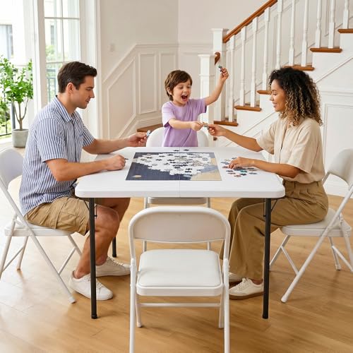 5-Piece Folding Table and Chairs Set, 36 Inch Portable Card Table with Padded Seats