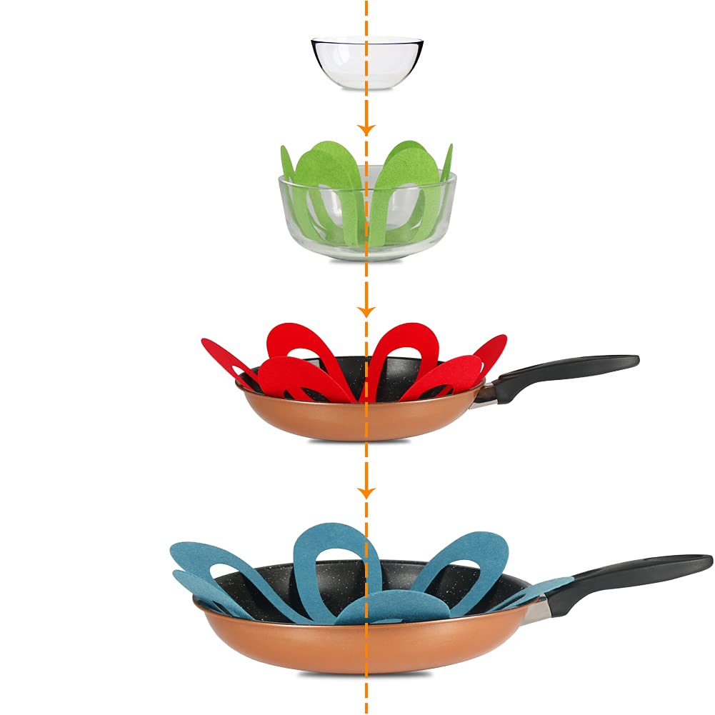 BYKITCHEN Felt Pan Separators, Set of 20 & 4 Different Sizes, Flower Glass Bowl Dish Separator Protectors for Stacking and Protecting Glassware, Cookware and More