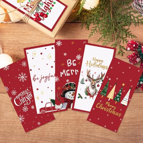 30 Pack Christmas Money Holders with Envelopes - Holiday Gift Card & Cash Gift Set