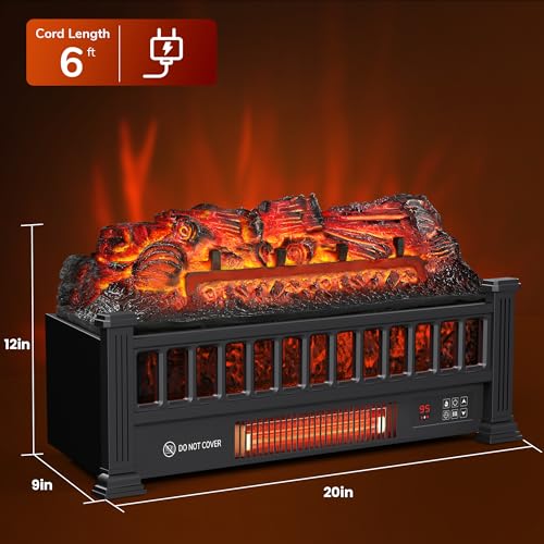 20-Inch Electric Fireplace Log Insert Heater with Remote Control 1500W