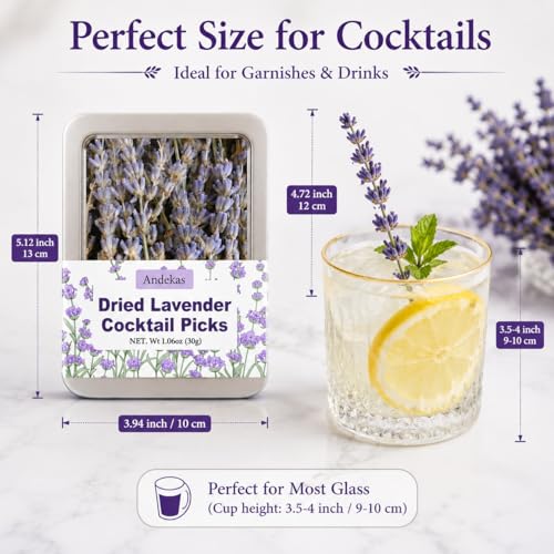 Edible Dried Lavender Sprigs for Cake Decorating & Cocktail Garnish - 110+ Natural Floral Stems