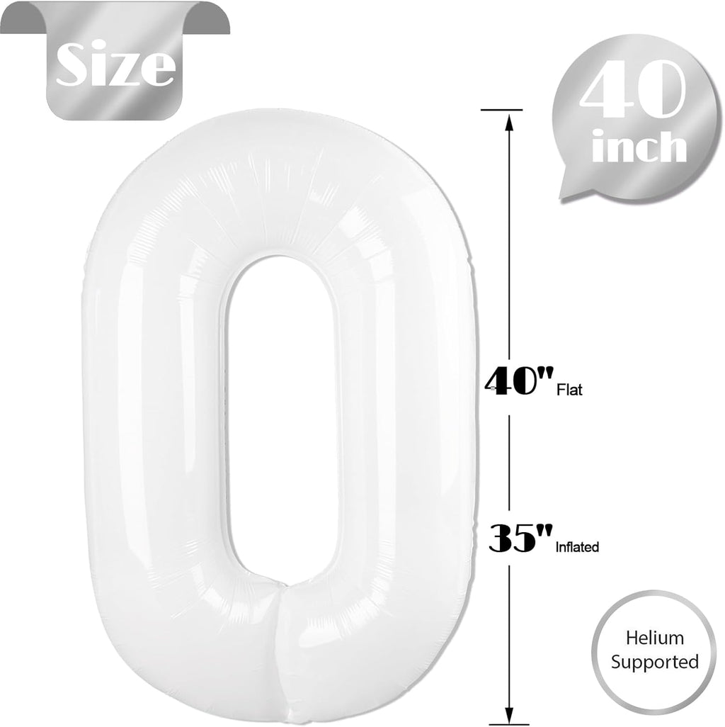Translucent White Number Balloons by [Brand Name] - 40 Inch 0 Balloon for Birthday Decorations | Perfect for All Ages