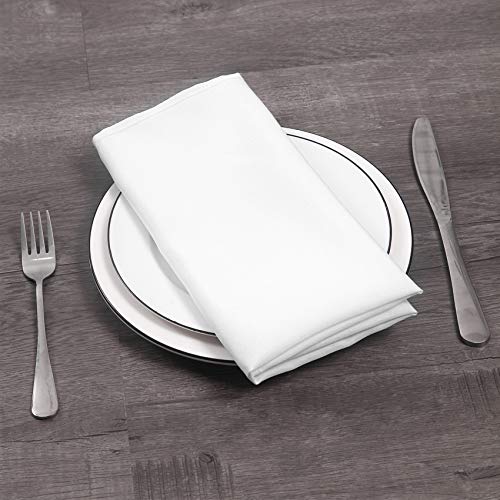 50-Pack 17x17 Inch White Polyester Cloth Napkins - Washable Dinner Napkins