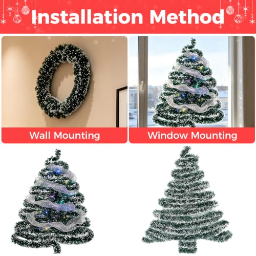 Awsoo Collapsible Window Christmas Tree with LED Lights & Ornaments