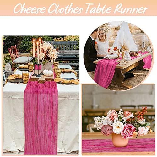 FANPROMS Pink Cheesecloth Table Runner 35 x 10Ft 6 Pack for Wedding & Event Decor