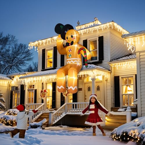 AerWo 10ft Sitting Gingerbread Christmas Inflatable Decoration - Gingerbread Man
