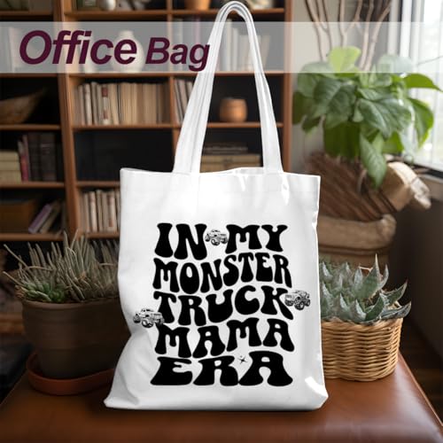 Henhesaha Mama Tote Bag – Canvas Family Organizer Tote, Reusable Grocery & Beach Bag (Truckmama01)