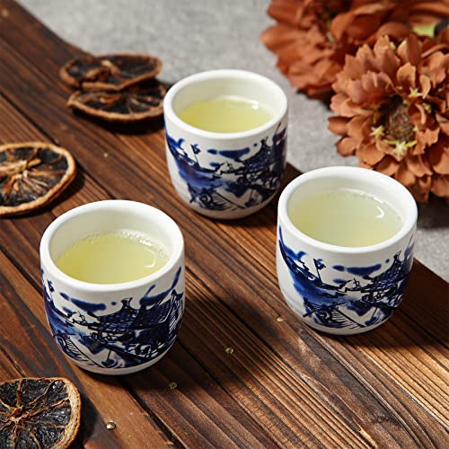 ABuff Japanese Sake Set with Ceramic Tokkuri & Ochoko Cups, Wooden Tray