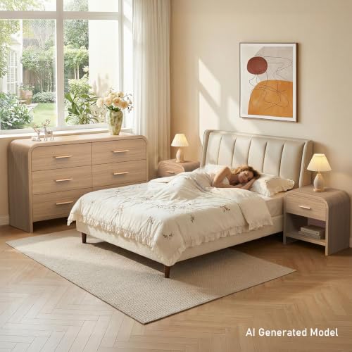 3-Piece Modern Bedroom Furniture Set: 6-Drawer Dresser & 2 Nightstands