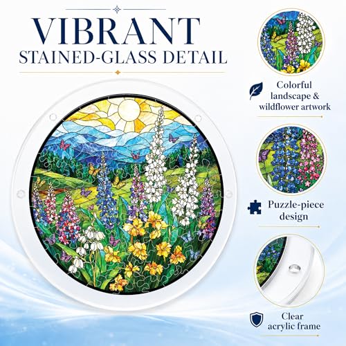 8.9-Inch Wildflower Acrylic Puzzle Suncatcher Window Hanging Decor