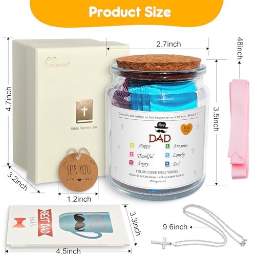 Dad Bible Verse Jar Gift Set – 108 Color-Coded Scriptures, Waterproof Double-Sided Cards