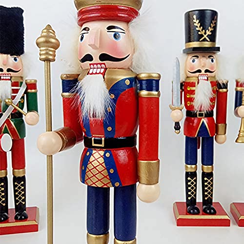 12-Inch Wooden Nutcracker Christmas Figure with Scepter - Holiday Decor