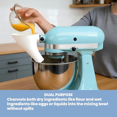 Pouring Shield and Ingredient Funnel for 4.5-5 Qt Tilt-Head Stand Mixers