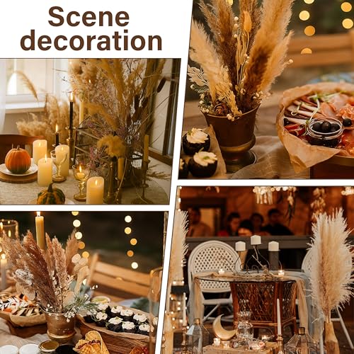 40 PCS Natural Dried Pampas Grass Stems - 17" Fluffy Boho Floral Decor