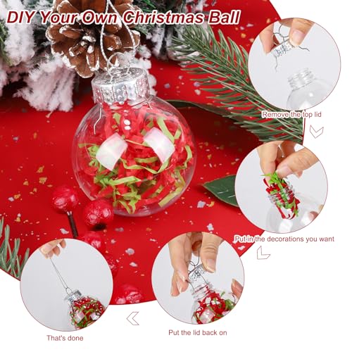 50 Pieces 6cm Clear Plastic Christmas Ornaments Fillable Baubles with Removable Tops