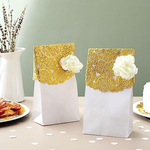 Gold 10 Inch Paper Doilies, 60-Pack Round Lace Placemats for Wedding & Table Decor