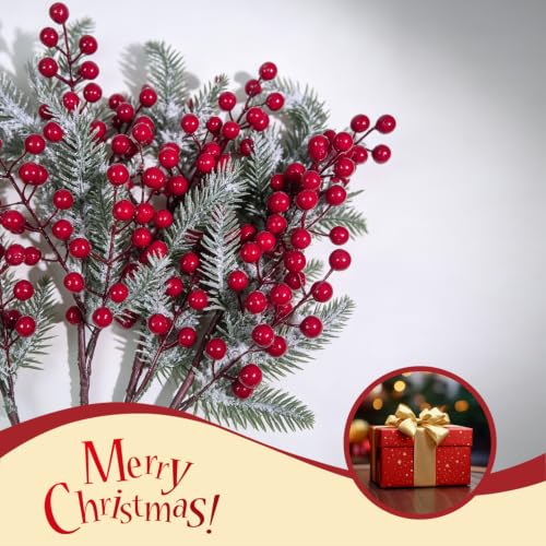 COTOSEY 4 Pack 20 Inch Artificial Christmas Red Berry Picks - Style A