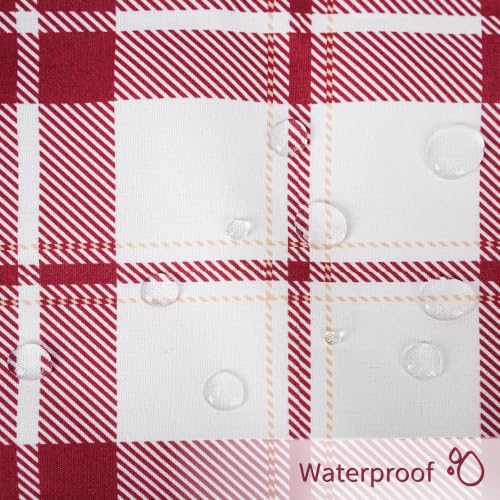 Outdoor Christmas Pillow Cover 20x20in Waterproof Plaid Red/White - Pack of 2, 100% Canvas