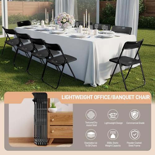 10-Piece Folding Chair Set, Lightweight Plastic Event Chairs, 300lb Capacity