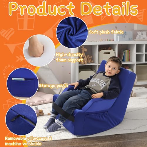 Sensory Rocking Chair for Kids with Safety Belts, Foam Balance Seat