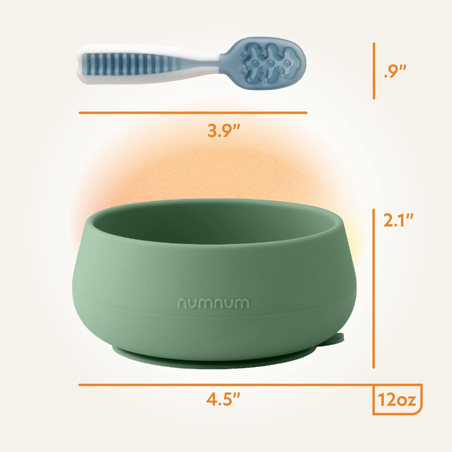 NumNum Baby Bowl & GOOtensils Baby Spoons - Suction Bowls for 4+ Months, BPA-Free Silicone, Dishwasher Safe | Green/Blue
