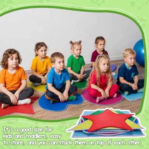 12-Piece Classroom Carpet Seats - Non-Slip Geometric Shape Mats for Kids