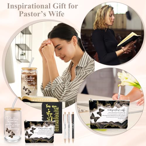 Funnymoom Black Pastor Appreciation Gift Set with Tumbler Journal Pens