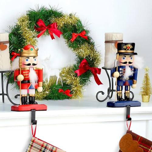 Cinnvoice 2-Pack Nutcracker Stocking Hangers – Wooden Stocking Holder