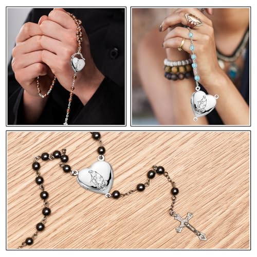 12 Pcs 1-Inch Our Lady of Grace Rosary Centerpiece Locket Connectors