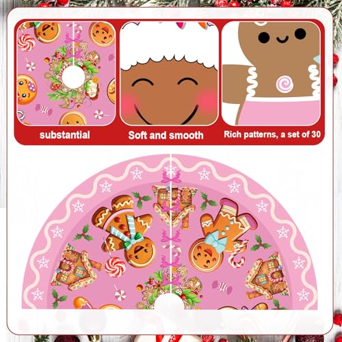 Hungdao Pastel Pink Gingerbread Man Christmas Tree Topper & Ornaments Set