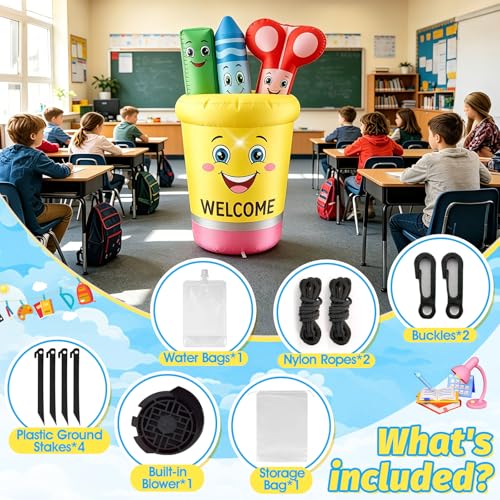 5FT Back to School Inflatable Pencil Holder Outdoor Decor with LED Lights